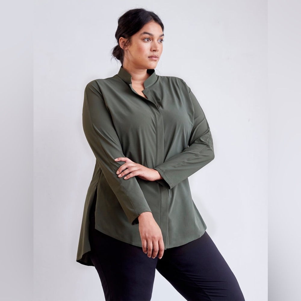 Aday Something Borrowed Shirt Technical Silk Moss… - image 1